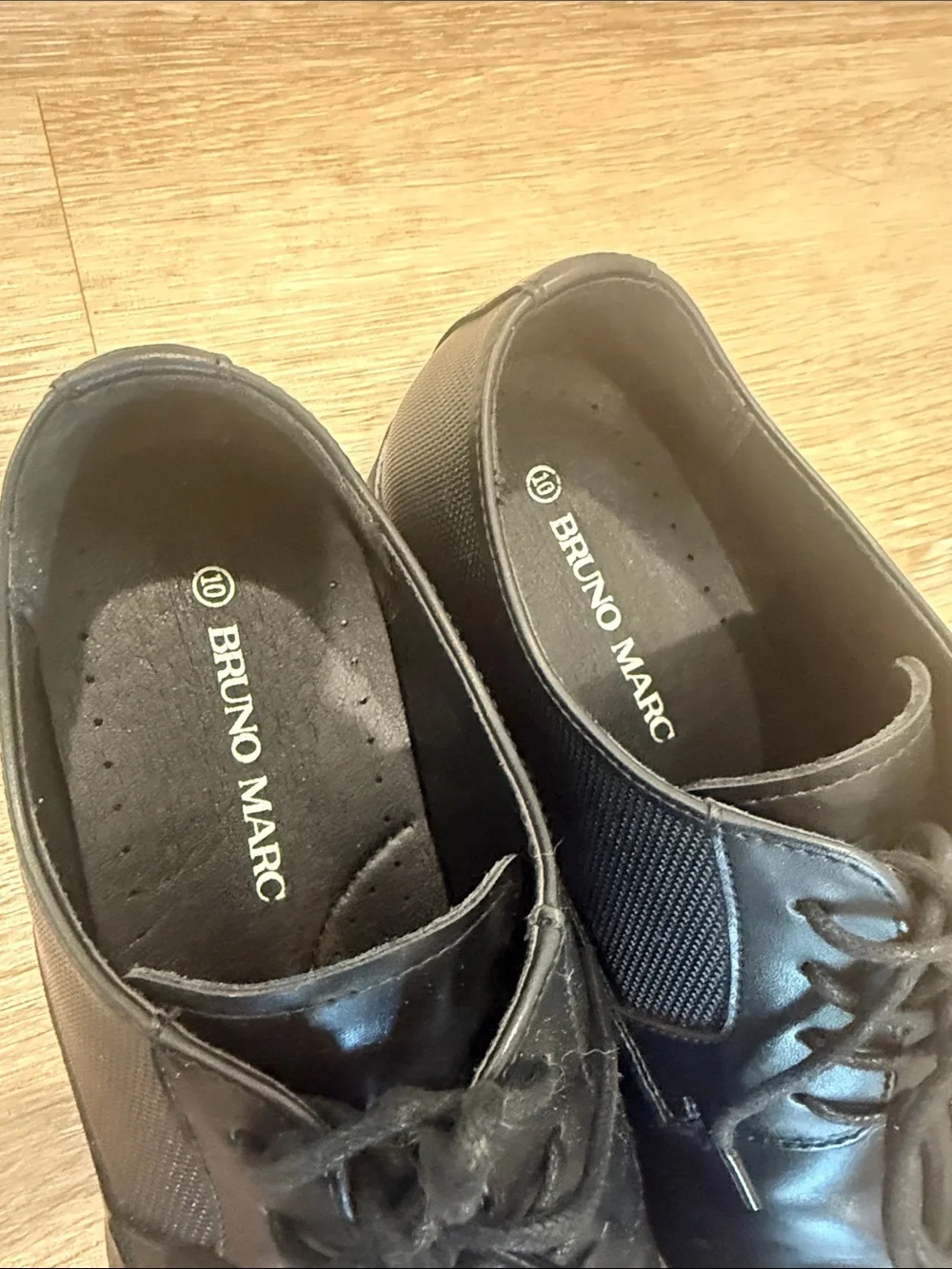 BRUNO Marc Black Cap-Toe Derby Shoes